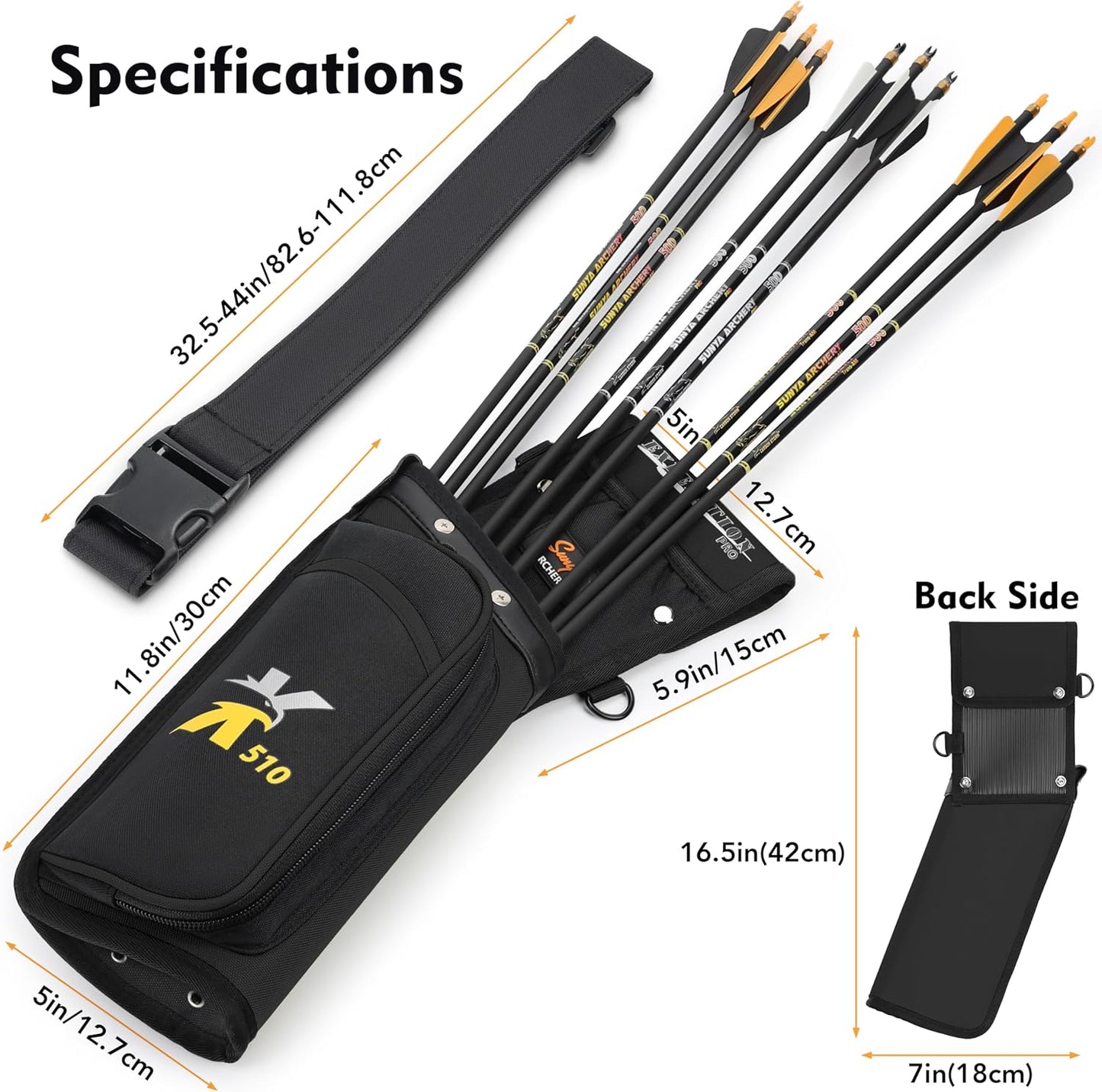 Field & Competition Hip Arrow Quiver - 3-Slot Noise-Free Design | Sturdy Storage System (42x18cm)