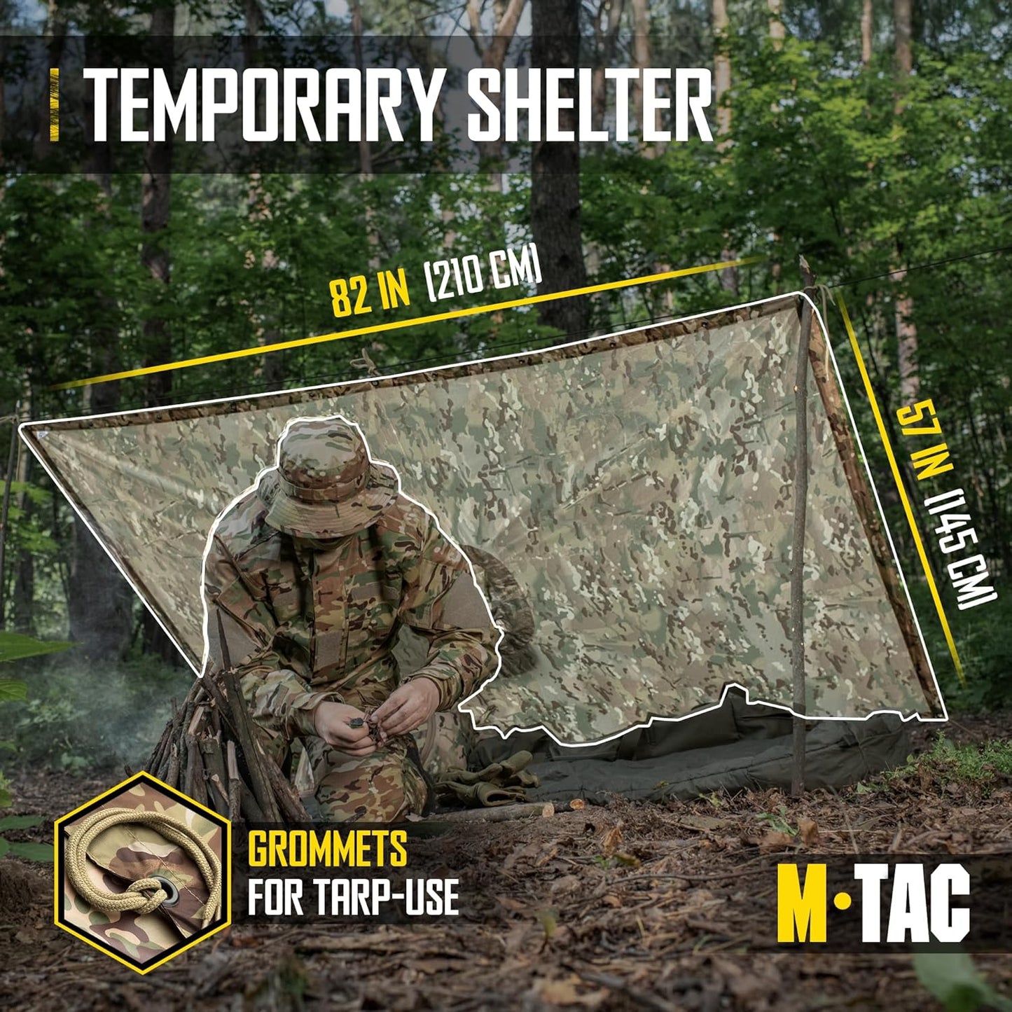 Tactical Rain Poncho - Waterproof Ripstop Military Shelter | Ideal for Camping, Hiking & Outdoor Activities