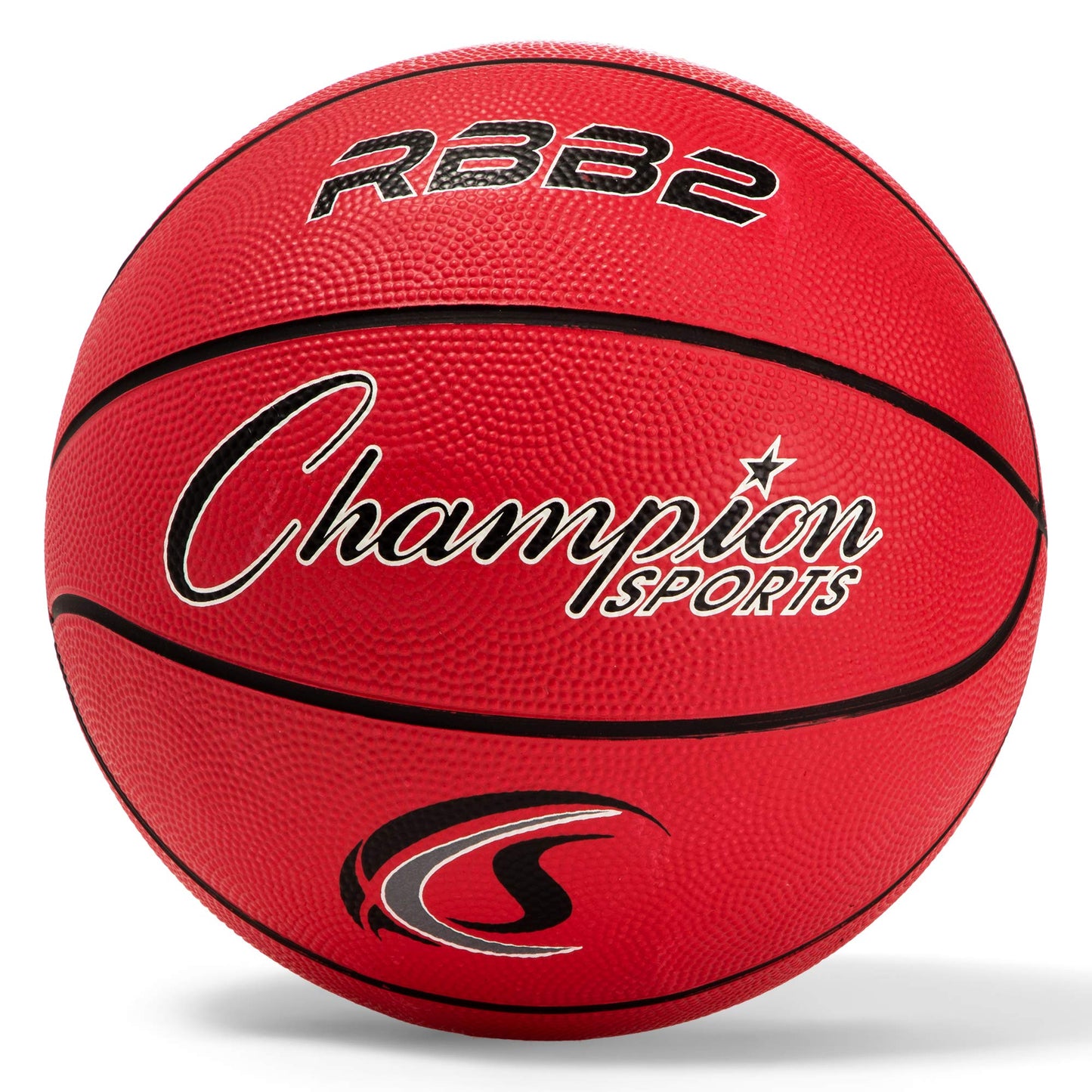 Champion Sports Rubber Junior Basketball, Heavy Duty - Pro-Style Basketballs, Premium Basketball Equipment, Indoor Outdoor - Physical Education Supplies (Size 5, Red)