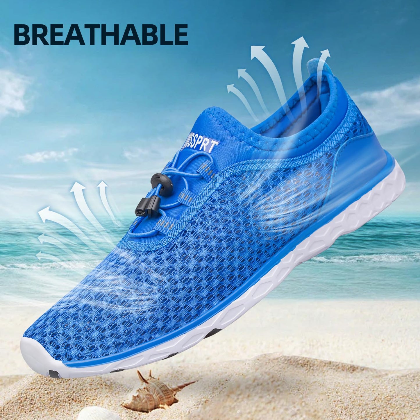 DOUSSPRT Men's Water Shoes Quick Drying Sports Aqua Shoes RoyalBlue Size 8