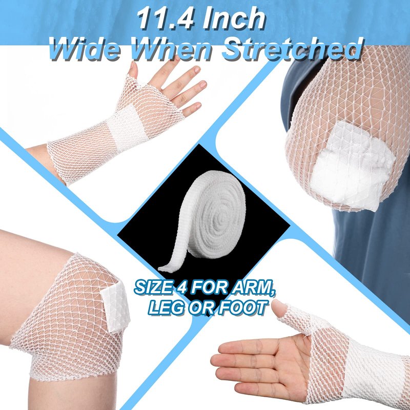 4 Rolls Tubular Bandage Elastic Net Wound Dressing Elastic Retainer Tubular Stretch Gauze Bandage Without the Use of Adhesive Tape (Size 4)