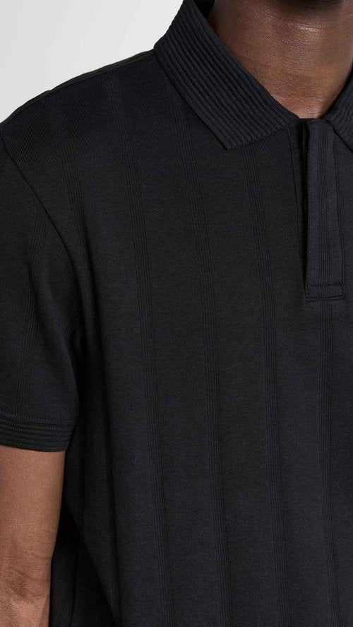 Club Monaco Men's Wide Rib Polo, Caviar, Black, S