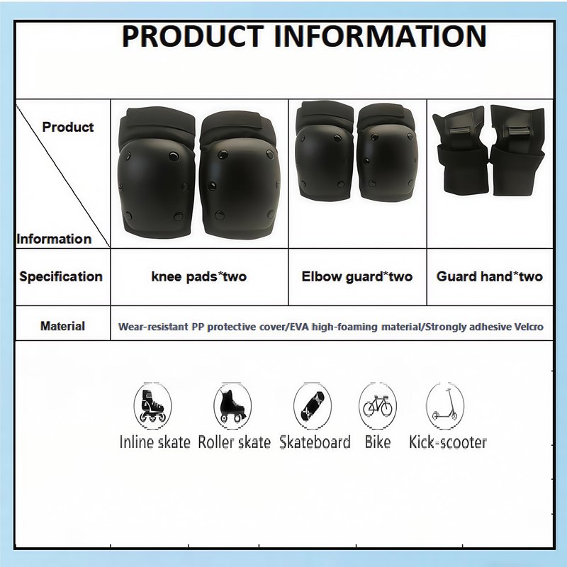 SHENMOREN Kids/Adult/Youth Knee Pads Elbow Pads Wrist Guards for Kids,Knee Pads for Women 6 in 1 Protective Gear Set for Skateboarding Biking Roller Skating Cycling Outdoor Black (Medium)