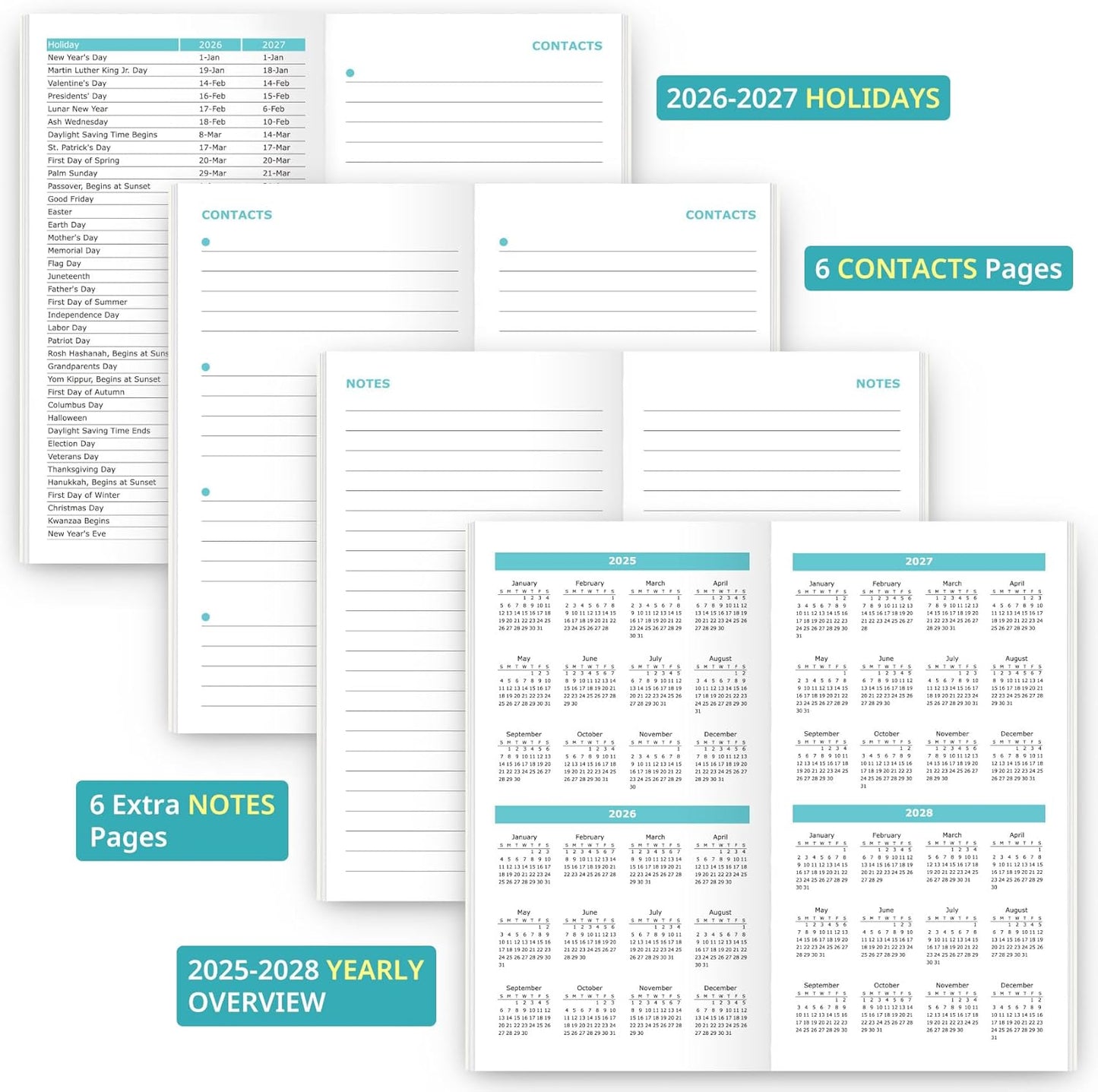 Pocket Calendar 2026-2027 | Two-Year Monthly Planner for Purse | Compact Size 6.5" x 3.5" - Black