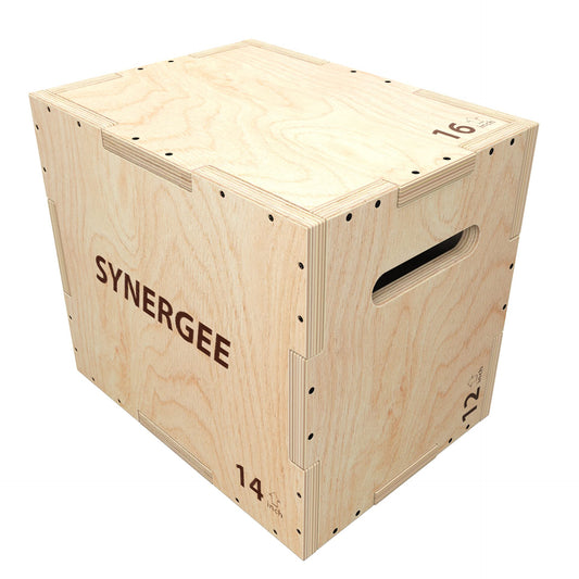 Synergee 3 in 1 Wood Plyometric Box for Jump Training and Conditioning. Wooden Plyo Box All in One Jump Trainer. Size - 20/18/16