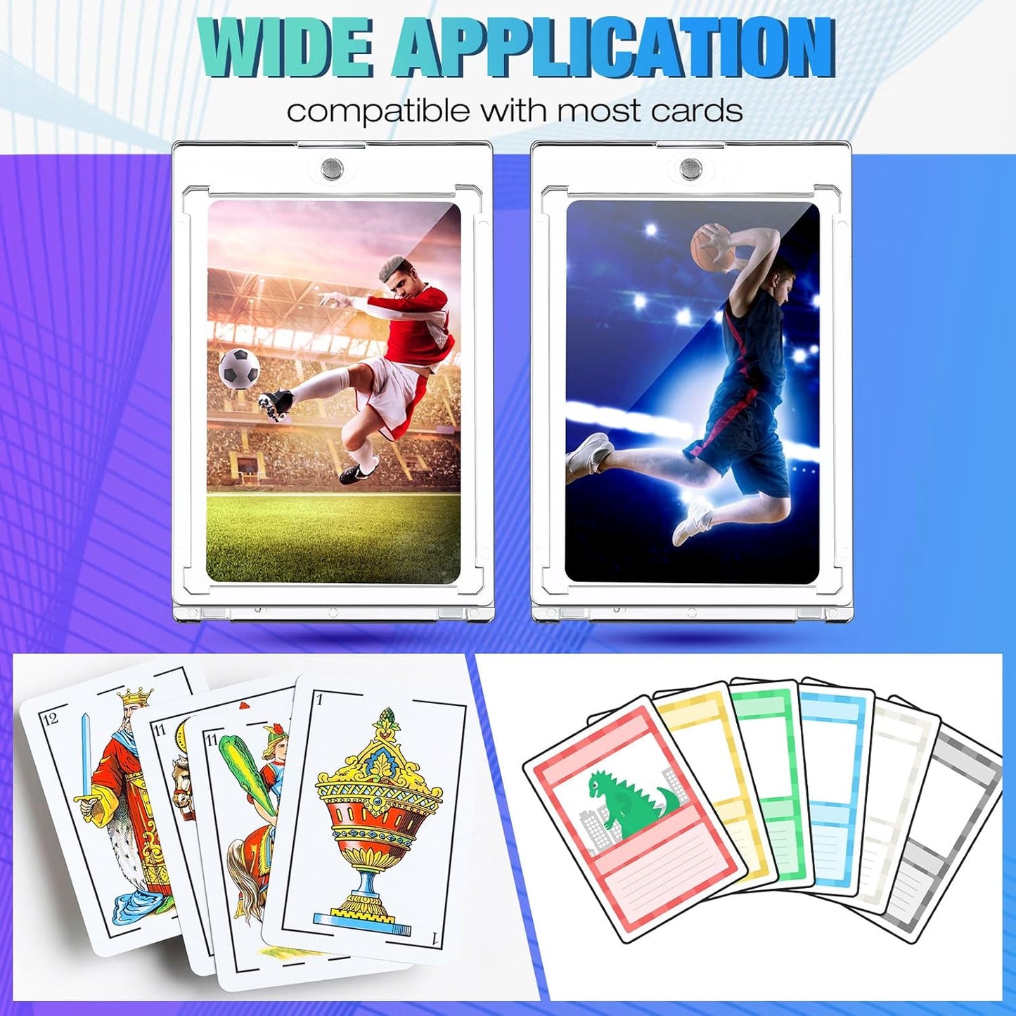 Magnetic Card Holder - 60 Pcs 100 Pt Clear Protectors for Baseball, Football & Hockey Cards