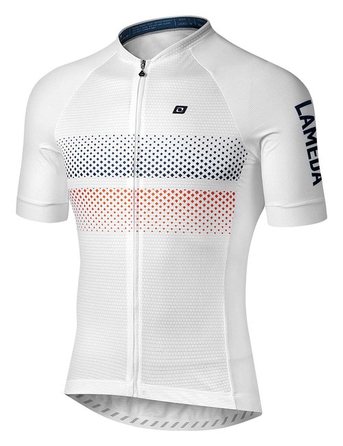 LAMEDA Cycling Jersey Men Short Sleeve Road Bike Bicycle Shirt Reflective Breathable Lightweight White Large