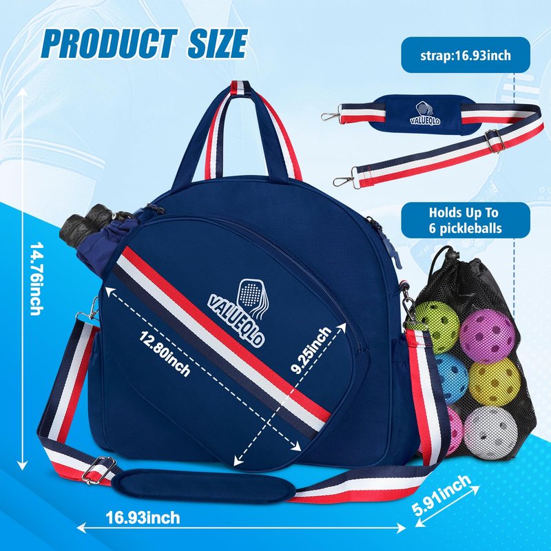 VALUEQLO Tennis Bag for Women with Shoe Compartment & Dry Wet Pocket, Gym Tote Bag Holds 2-3 Pickleball Paddles, Water Resistant Adjustable Strap Sports Bag Duffle Bag for Tennis, Pickleball, Travel