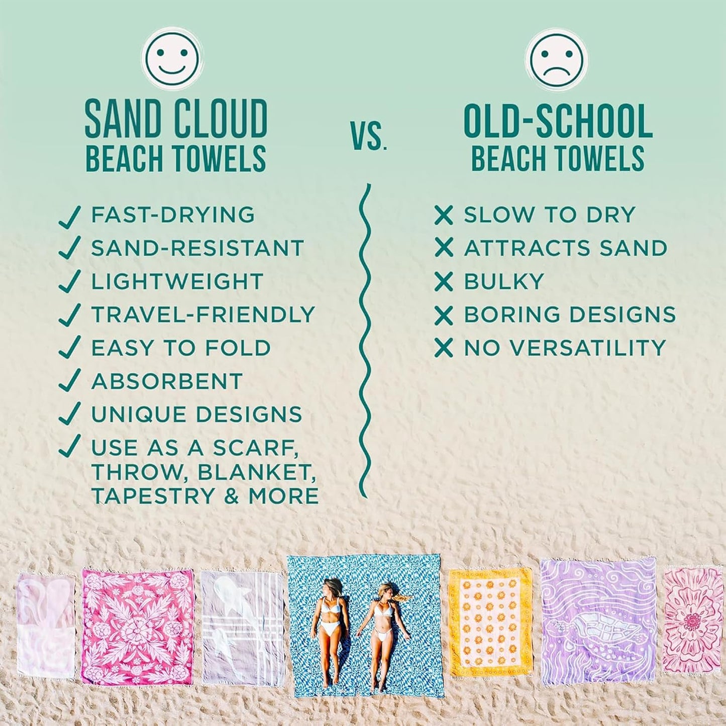 Turkish Beach Towel - Sand Resistant & Quick Dry - 100% Organic Cotton | Gocek Beige
