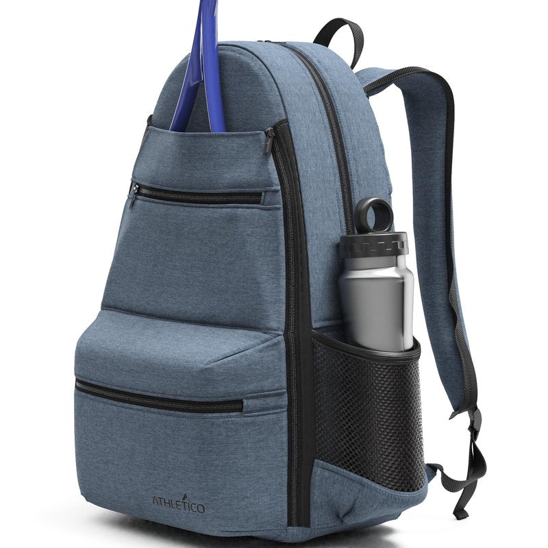 Athletico City Tennis Bag - Tennis Backpack for Men & Women Holds 2 Rackets & Shoes - Bags With Racquet Holder For Tennis, Pickleball, Squash & Badminton - Women's (Gray)