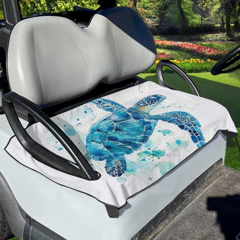 Whosucclay Sea Turtle Golf Cart Seat Covers Gift for Father Sun Proof Golf Cart Accessories Anti Dust Golf Cart Seat Protector Machine Washable Golf Cart Seat Blanket with Holes