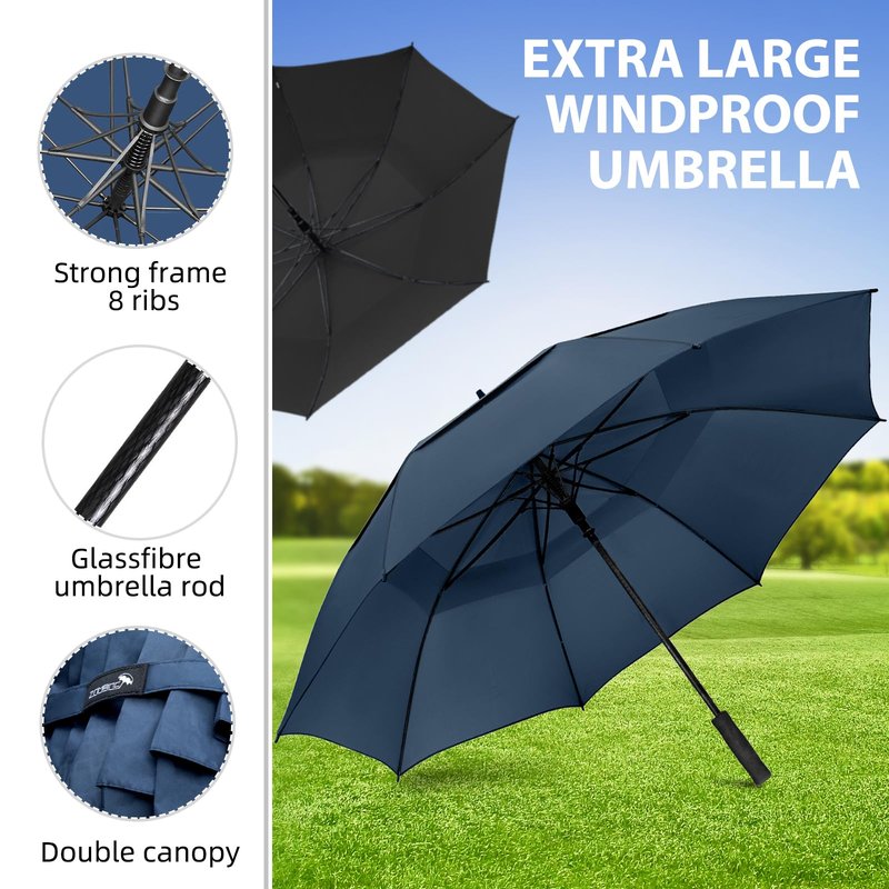 ZOMAKE Golf Umbrella Windproof, Extra Large Oversized Heavy Duty Double Canopy for Rain, Sports Games & Push Cart(80inch,Royal Blue)