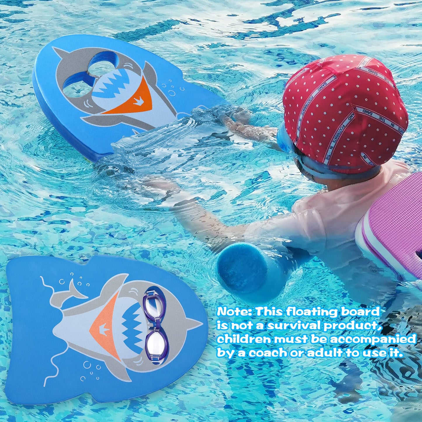 Swimming Kickboard and Swim Goggles Set - Cute Pattern Training Kickboard+Pool Splash Goggles, Training Aid Float for Kids and Beginner