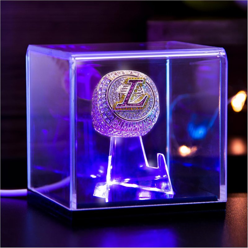 Championship Ring Display Case - LED Lighted, UV-Protected Holder | Premium Memorabilia Box for Baseball, Football, Super Bowl