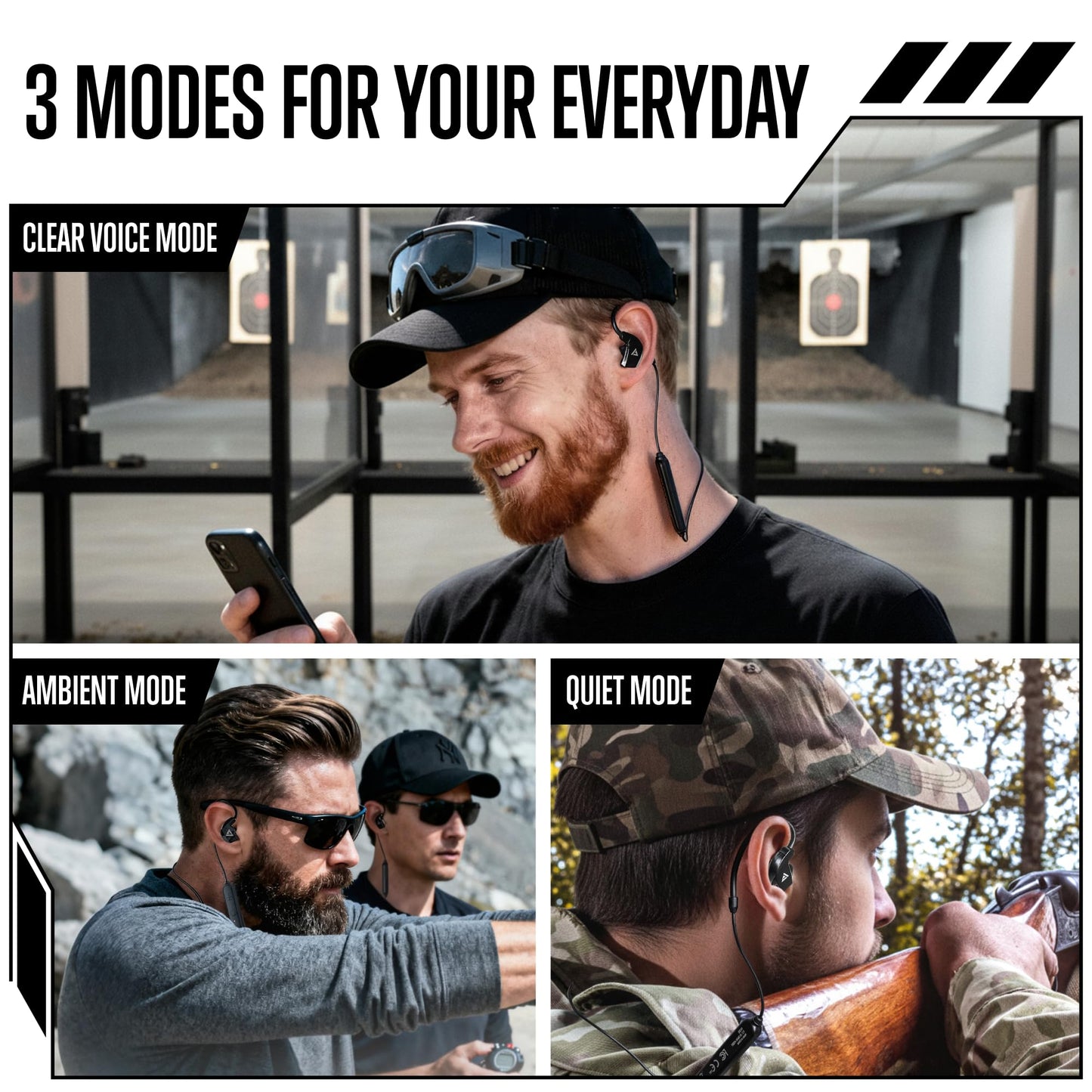 GLORYFIRE Bluetooth Shooting Ear Protection Earplugs,Shooting Ear Buds for Hearing Protection, Noise Reduction Ear Protection for Gun Range(Matte Black)