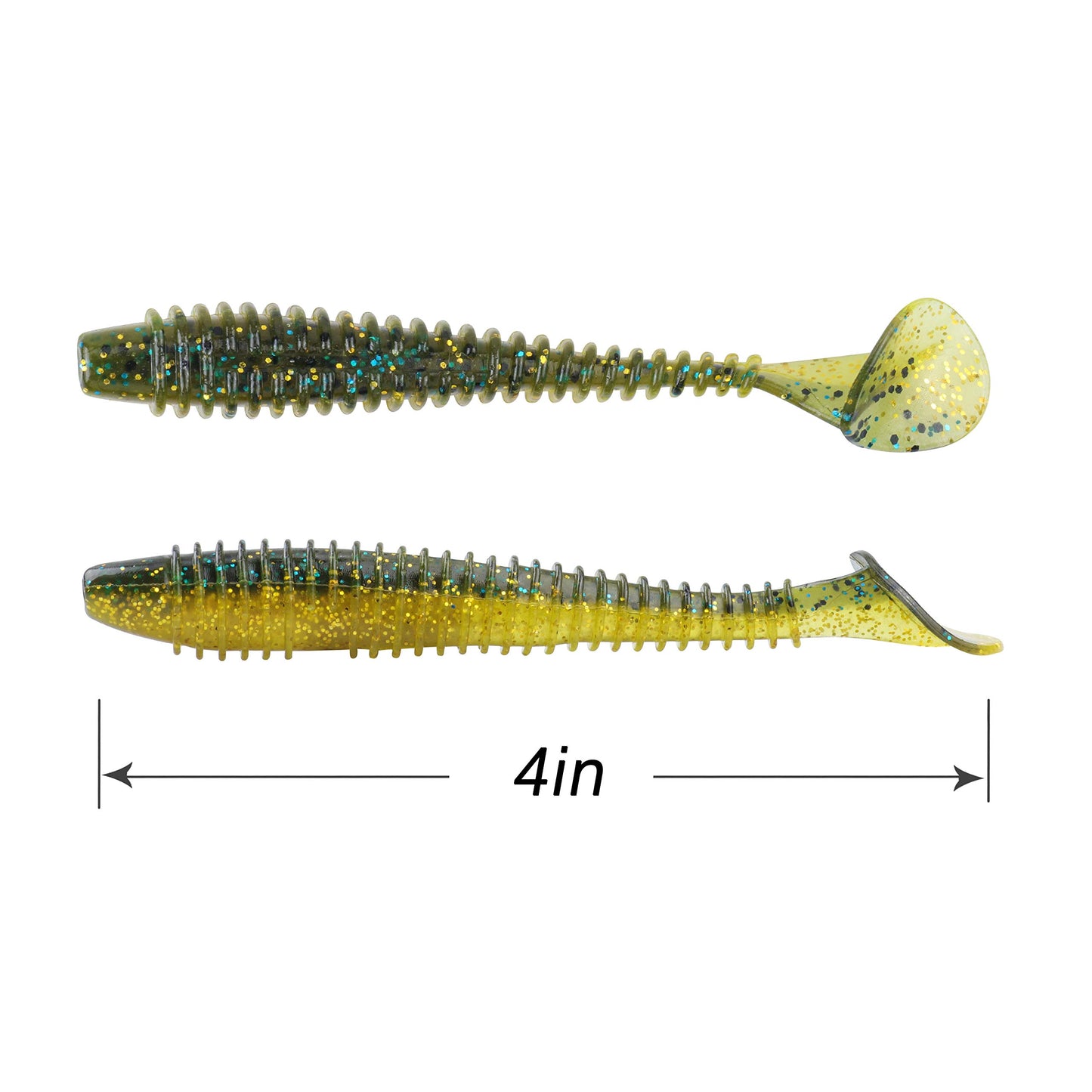 RUNCL Swimbaits Paddle 10/20/30/40PCS, 5/4/3/2 Inchs Paddle Tail, Soft Lure for Trout Crappie Bass, Durable Plastic Bait Swimmer for Saltwater/Freshwater, Fishing Lover's Gift
