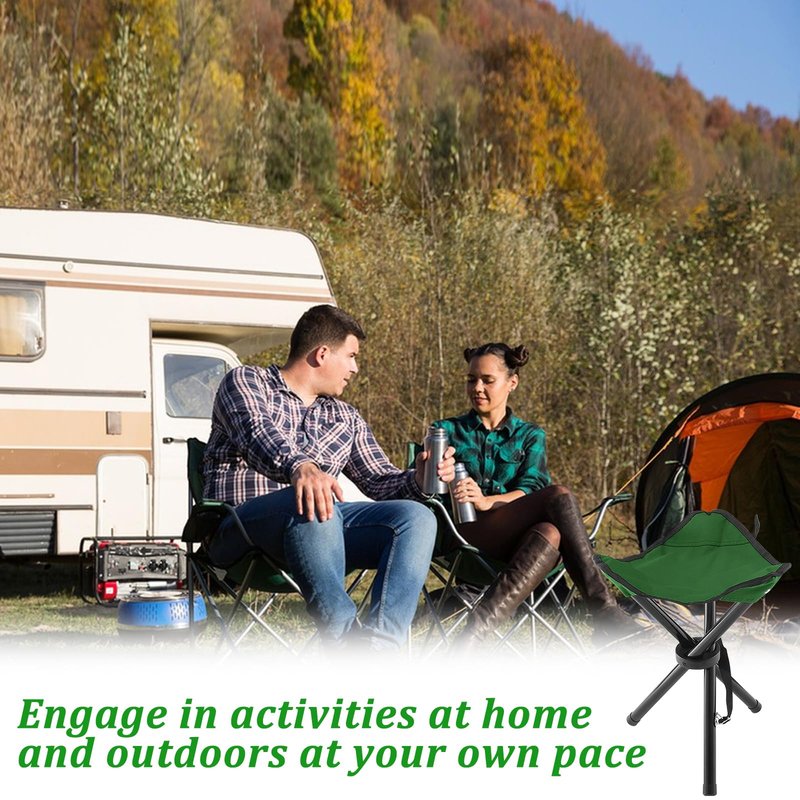 KKONHII Folding Camping Stool,Portable Travel Outdoor Tripod Seat,Green Folding Camping Chairs for Camping Party Mountaineering Picnic Beach Garden Lawn