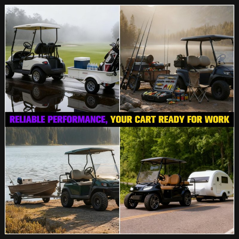 Golf Cart Trailer Hitch Kit, Heavy Duty Trailer Hitch with 2 Inch Receiver, Universal Golf Cart Tow Hitch for Club Car, EZGO, Yamaha and Other with Backseat Footrest Carts, Easy Installation, Sturdy
