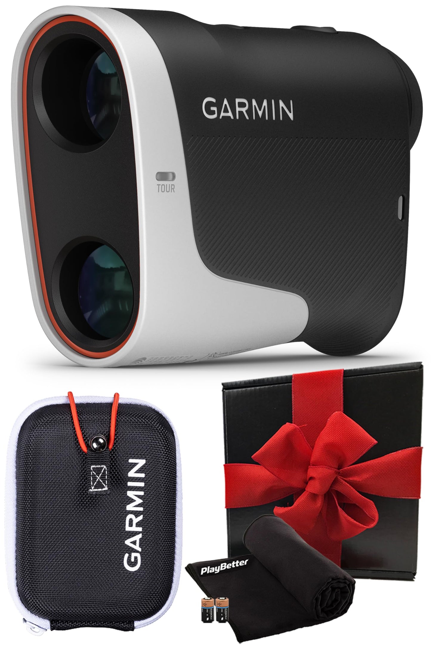 Garmin Approach Z30 Laser Golf Range Finder Gift Box Bundle - PlaysLike Distance, 6X Mag, & 400 Yrds Away Golf Rangefinder Pin Distance - includes PlayBetter Microfiber Towel, Extra CR2 Battery