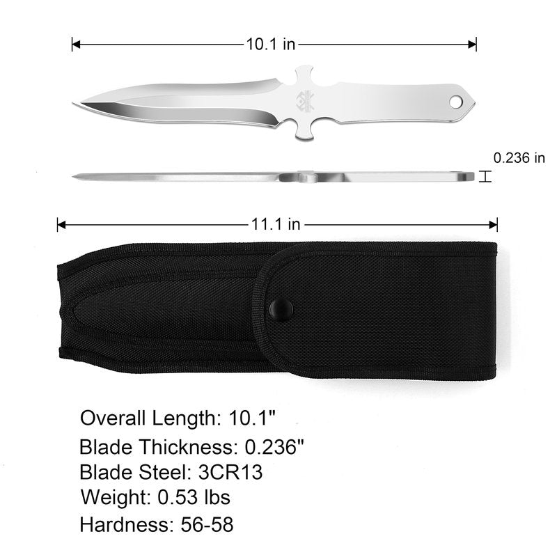 THRWCLUB 6Pack Throwing set, 10.1" Throwing Spikes with 0.236" Thick Full Tang Design, Well-Balanced with Nylon Sheaths, Perfect for Recreation and Competition