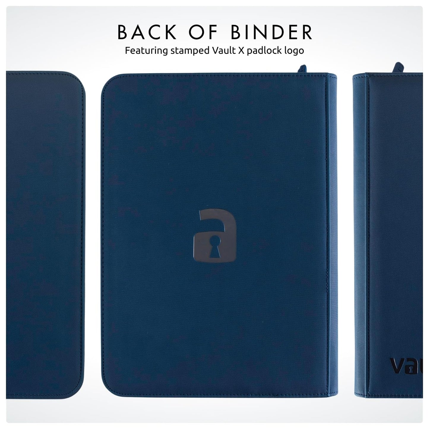 Vault X 4 Pocket Zip Binder, 160 Cards, Exo-Tec Material, 20 Side-Loading Pages (Blue)