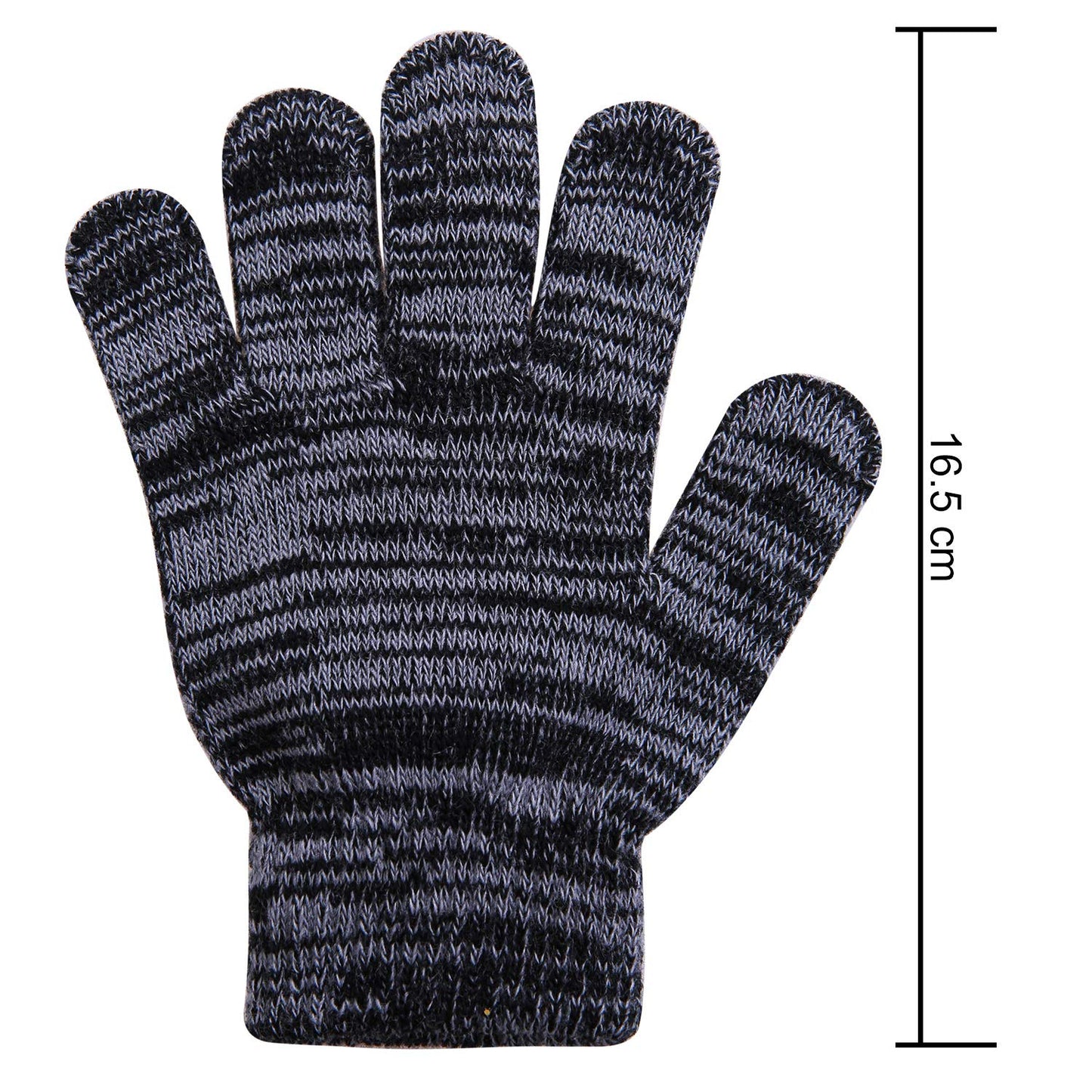 Cooraby 24 Pairs Kids Gloves Winter Magic Gloves Warm Knitted Stretchy Full Fingers Gloves (Black and gray, 6-11 Years)