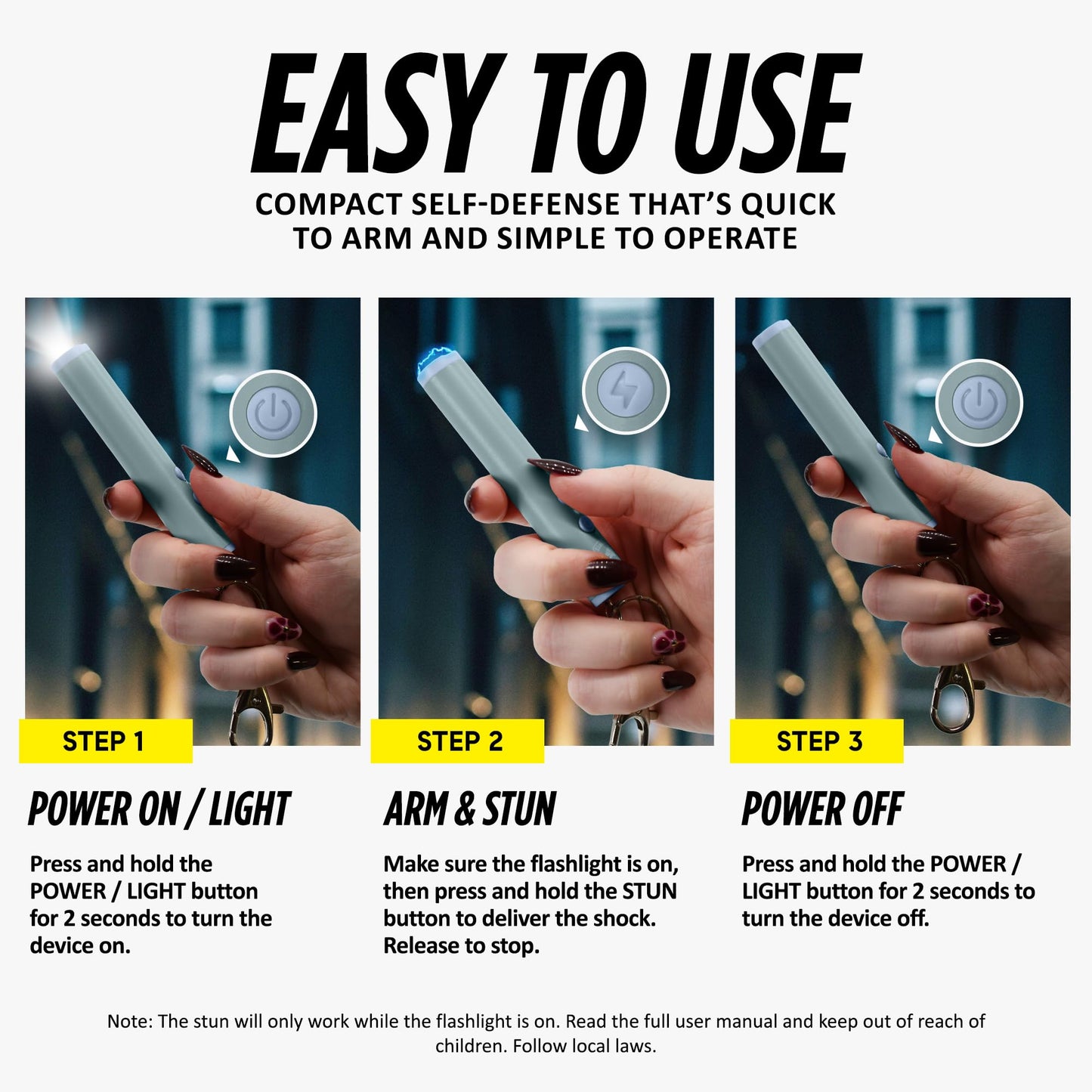 Mini Stun Gun for Self Defense, Smallest Stun Gun for Women, Keychain-Friendly, LED Flashlight, USB-C Rechargeable, Max Strength, Enlight Mini Stun Pen by Guard Dog Security