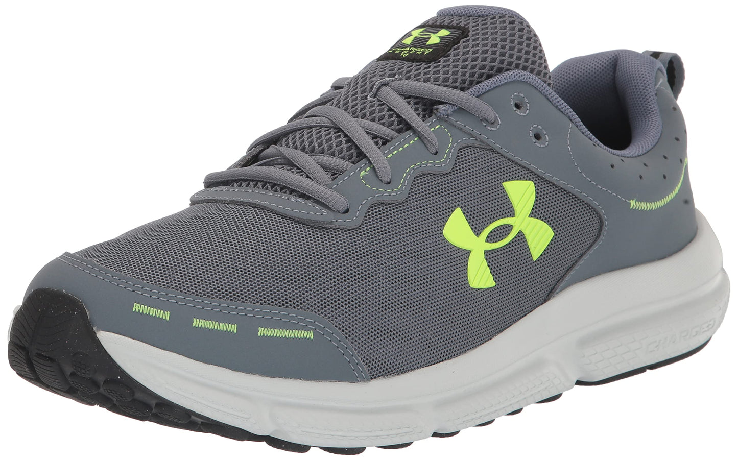 Under Armour Men's Charged Assert 10 Shoes, (101) Gravel/Gravel/Lime Surge, 13 X-Wide