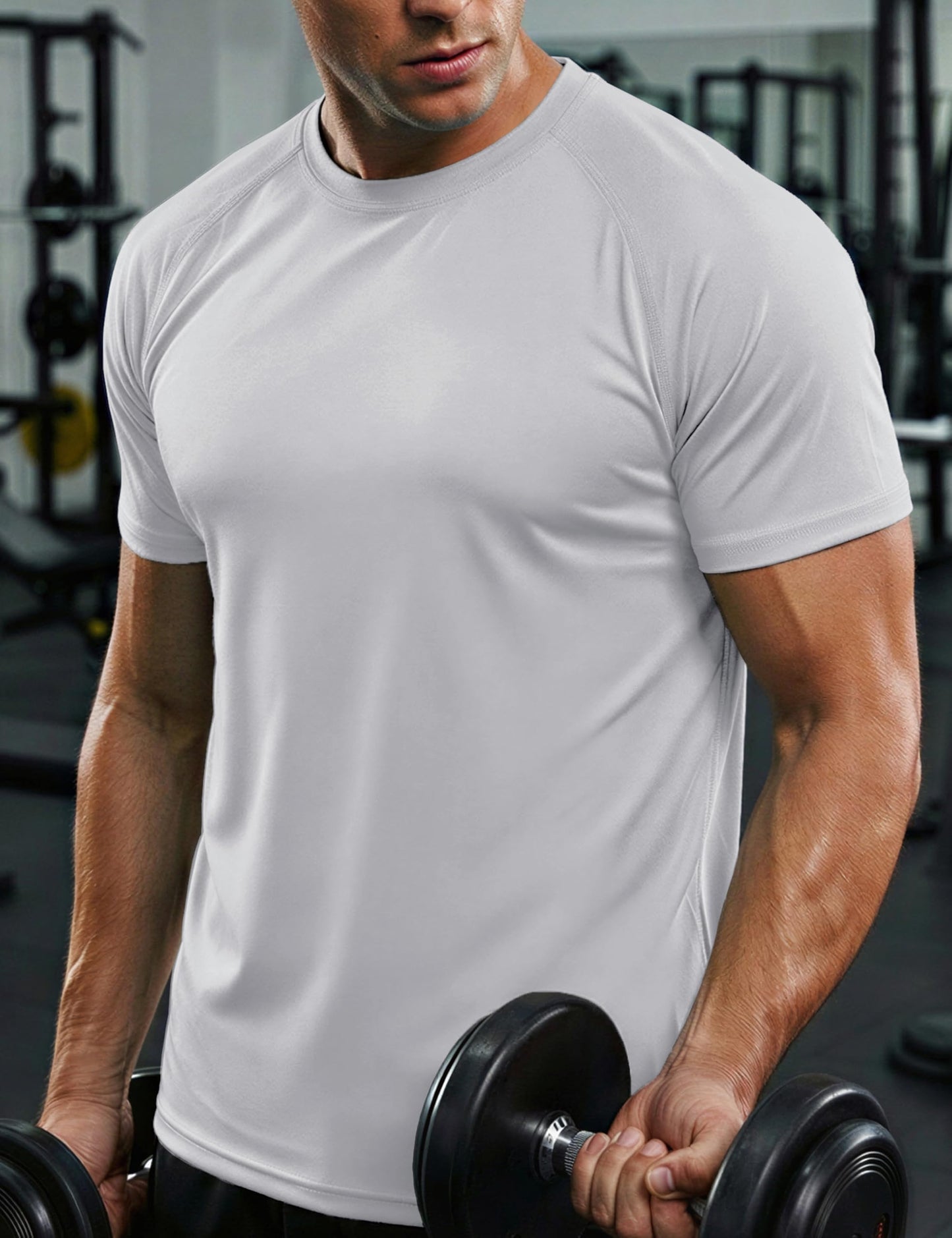 MAGCOMSEN Mens Sun Shirts Short Sleeve Rash Guard Quick Dry Lightweight T Shirt Gym Athletic Workout Top Light Gray, L
