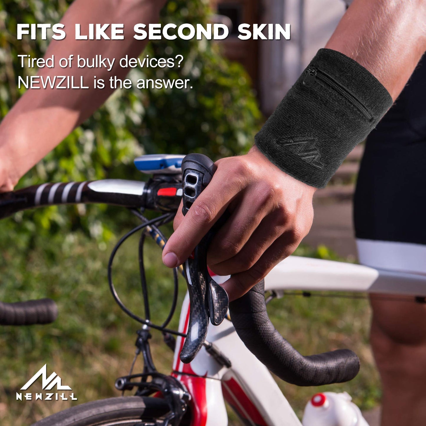 NEWZILL Wrist Wallet Wristband with Zipper - Cotton Sweatbands for Men & Women, Ideal for Running, Walking, Basketball, Football, Tennis, Hiking
