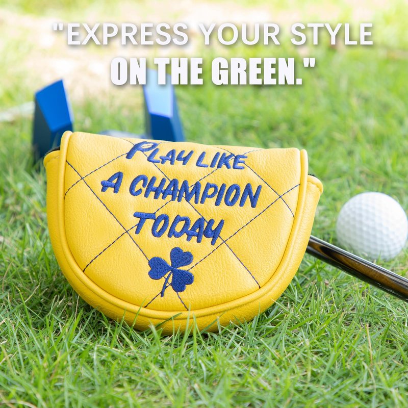 Golf Headcovers Play Like A Champion Today Golf Club Head Covers Advanced Embroidery Premium Leather Driver Headcovers Fairway Covers Hybrid Cover Mallet Putter for OZ1(for OZ1 Mallet Putter(1pcs))