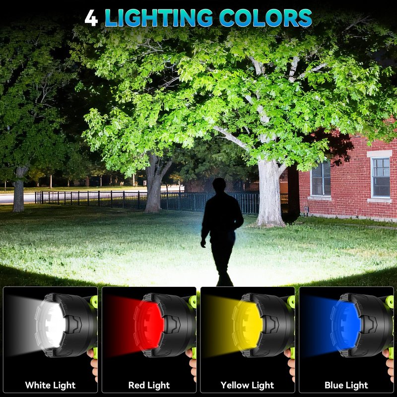 Rechargeable Spotlight，2000000 Lumens Super Bright LED SpotLights Flashlight, 10000ɱAh Spot Lights Long Runtime Waterproof ，Spot Light Outdoor Handheld with Cob Light & Foldable Tripod for Camping