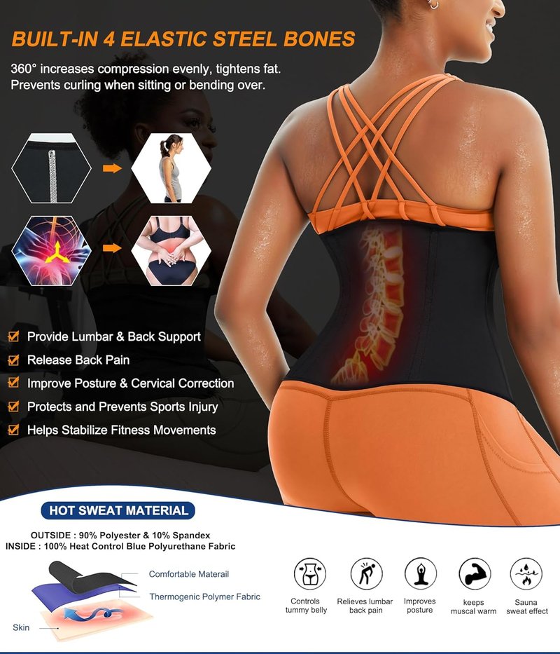 Waist Trainer for Women - Lower Belly Trimmer Corset Tummy Wrap | Sweat Belt for Workout & Sauna Suit
