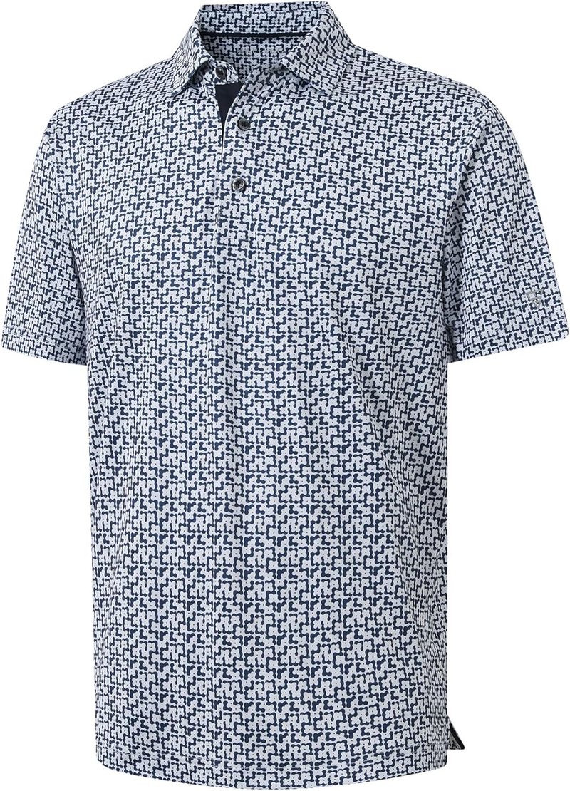 Mens Golf Shirt - Short Sleeve Dry Fit Polo with Moisture-Wicking Patterns | Performance Collared Top