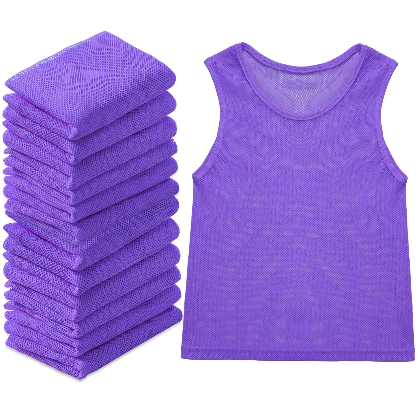 Sintege 12 Pcs Soccer Pinnies Pennies Jersey Scrimmage Vest Sports Practice Jersey Mesh Basketball Vest for Youth Adult Kids(Medium,Purple)