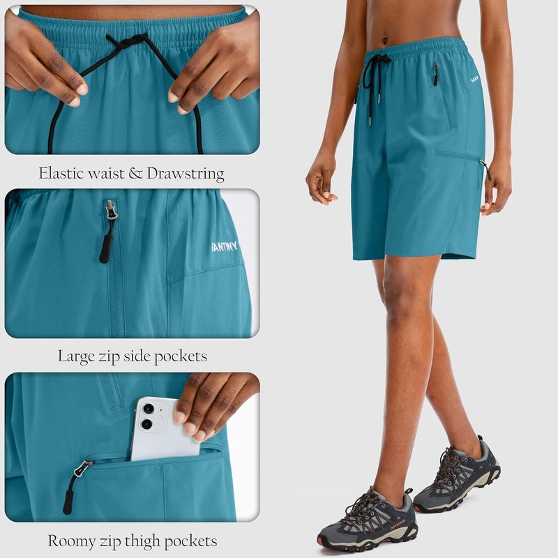 Women's Hiking Cargo Shorts - Quick Dry Lightweight Summer Shorts with Zipper Pockets | Available in 5'', 7'', 9'' Sizes