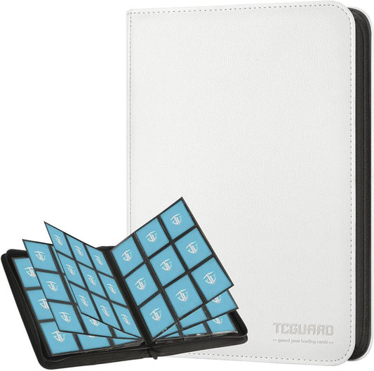Trading Card Binder - 9 Pocket Zipper Album for 540 Cards | TCG, Sports, Yu-Gi-Oh, MTG (White)