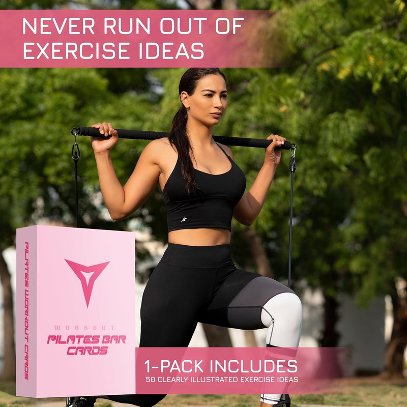 Pilates Workout Cards Deck - Body Weight Exercise Cards for Home Workouts | Fitness Cards for Men & Women