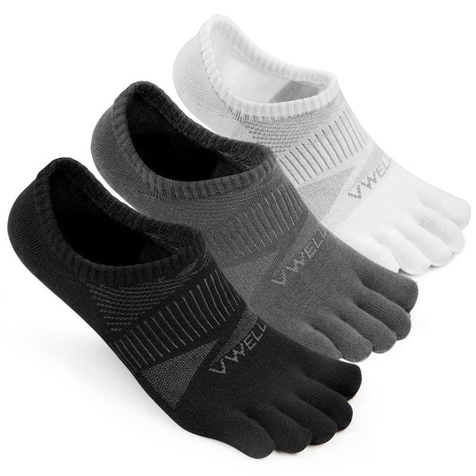 VWELL No Show Toe Socks for Men Women COOLMAX Five Finger Socks Athletic Running Ankle Low Cut 5 Toe Socks (3Pairs)