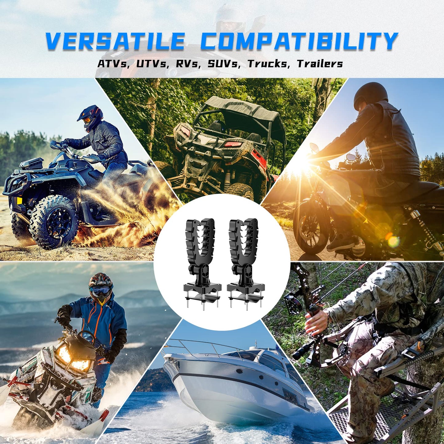 KEMIMOTO Tool Holder for ATV, Hunting Tool Mount, Bow Rack Grips with Rubber Straps Compatible with Hunting Bike Treestand Mobility Scooter