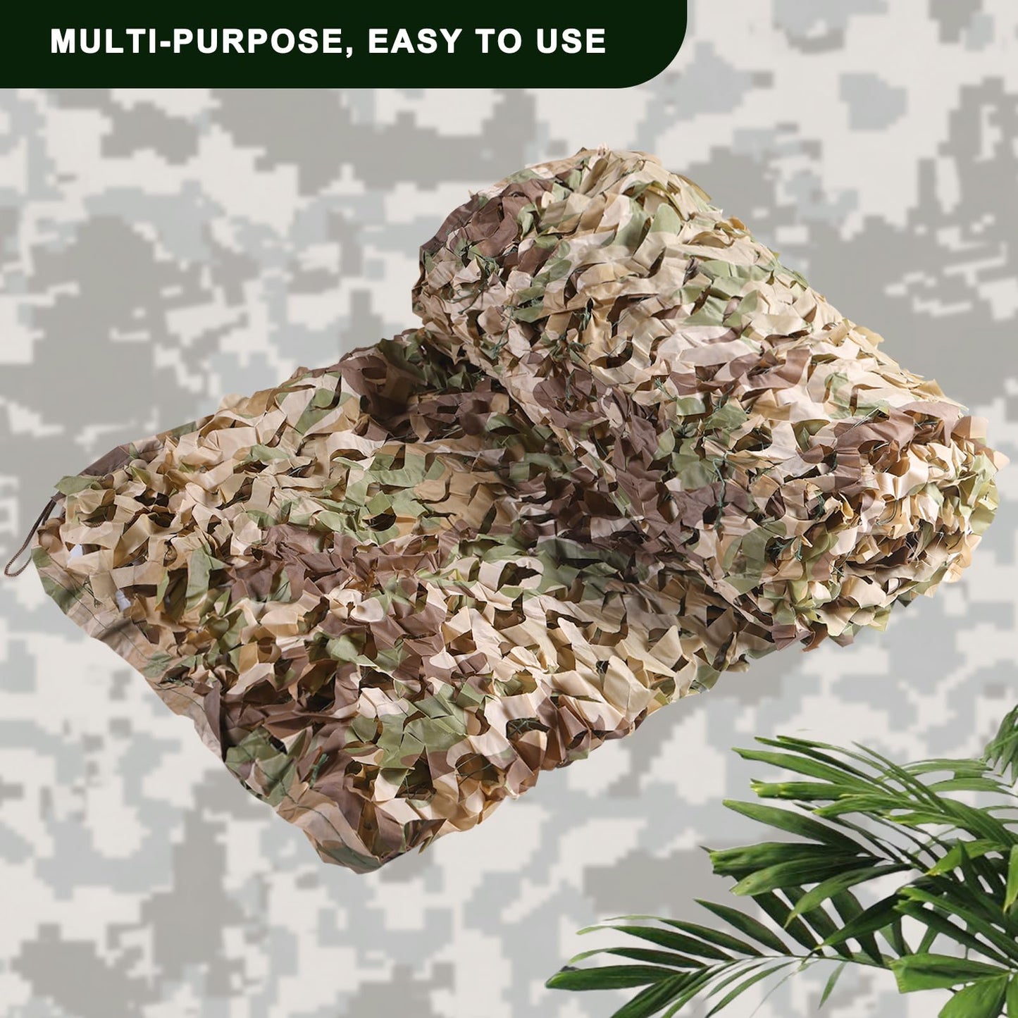 FLYEGO Double Layer Camo Netting Camouflage Netting Hunting Blind Camo Net Camouflage Nets Military Surplus for Shooting Party Decoration Photograph Car Cover Sunshade (10ftx10ft, Brown Camo)