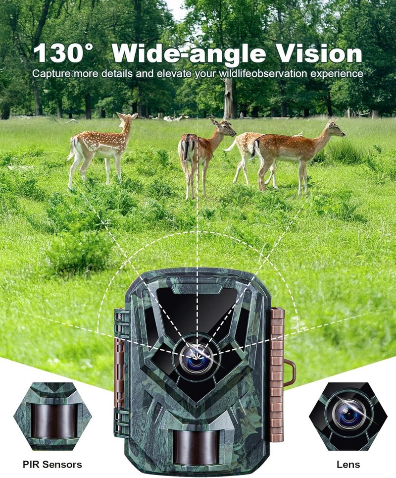 36MP Mini Game Camera - 2.7K Night Vision Waterproof Wildlife Camera | 130° Wide-Angle, 0.1s Trigger Time