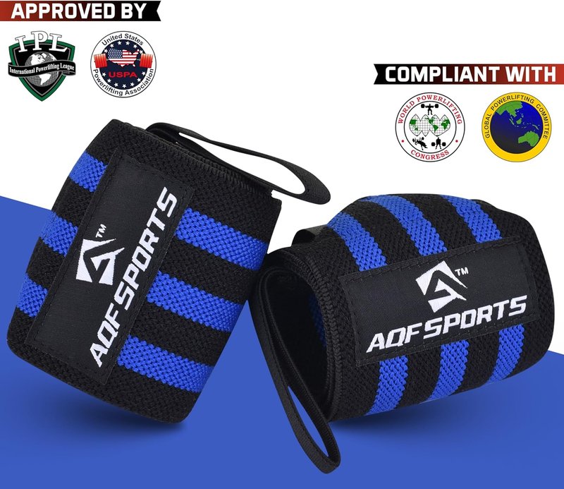AQF Wrist Wraps - 18" Heavy Duty Weightlifting Wrist Support with Thumb Loop | Ideal for Powerlifting & Bodybuilding (Pair)