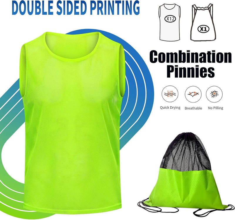 Youth Soccer Pinnies with Numbers - Scrimmage Practice Vests for Team Sports | Basketball, Football Bibs