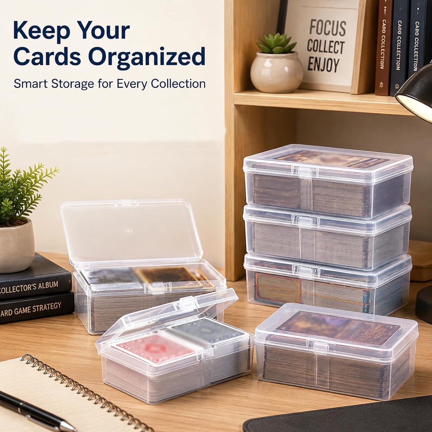 Clear Playing Card Storage Box - High Capacity Plastic Organizer for 4 Decks | 4.3 x 2.95 x 2.17 Inch