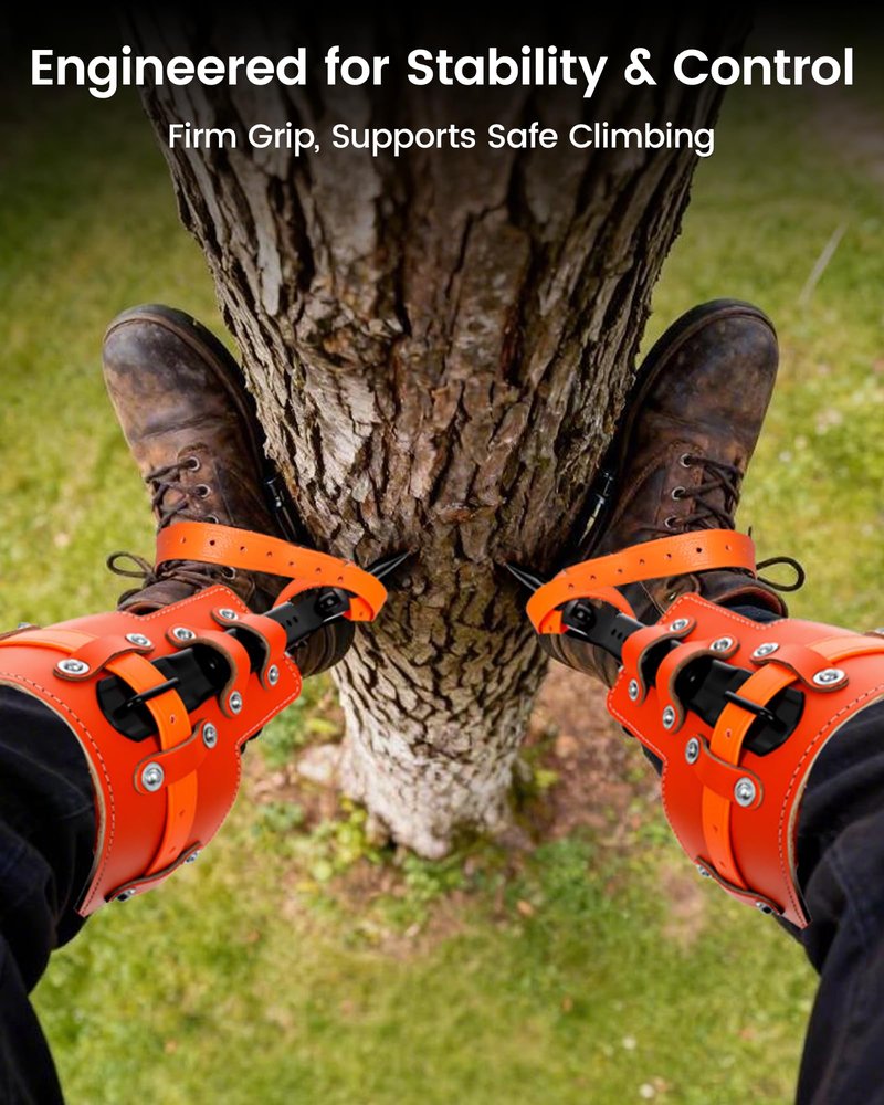 Xeoca Tree Climbing Spikes Set Tree Climbing Gear 1 Pair Alloy Steel Climbing Spurs 350lbs Load Capacity Arborist Equipment for Climbers, Fruit Picking and Lumberjack