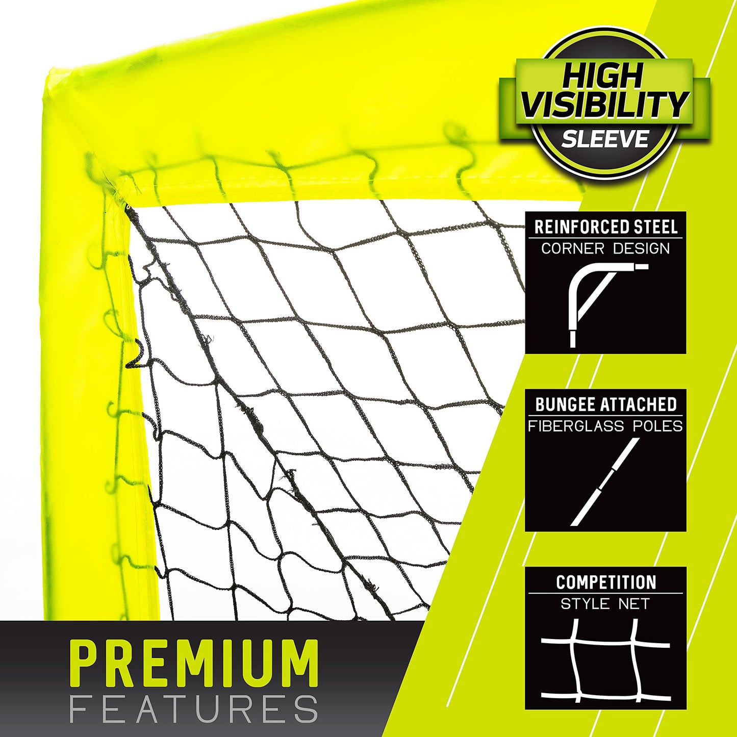 Franklin Sports Blackhawk Backyard Soccer Goal - Portable Kids Soccer Net - Pop Up Folding Indoor + Outdoor Goals - 12' x 6' - Optic Yellow