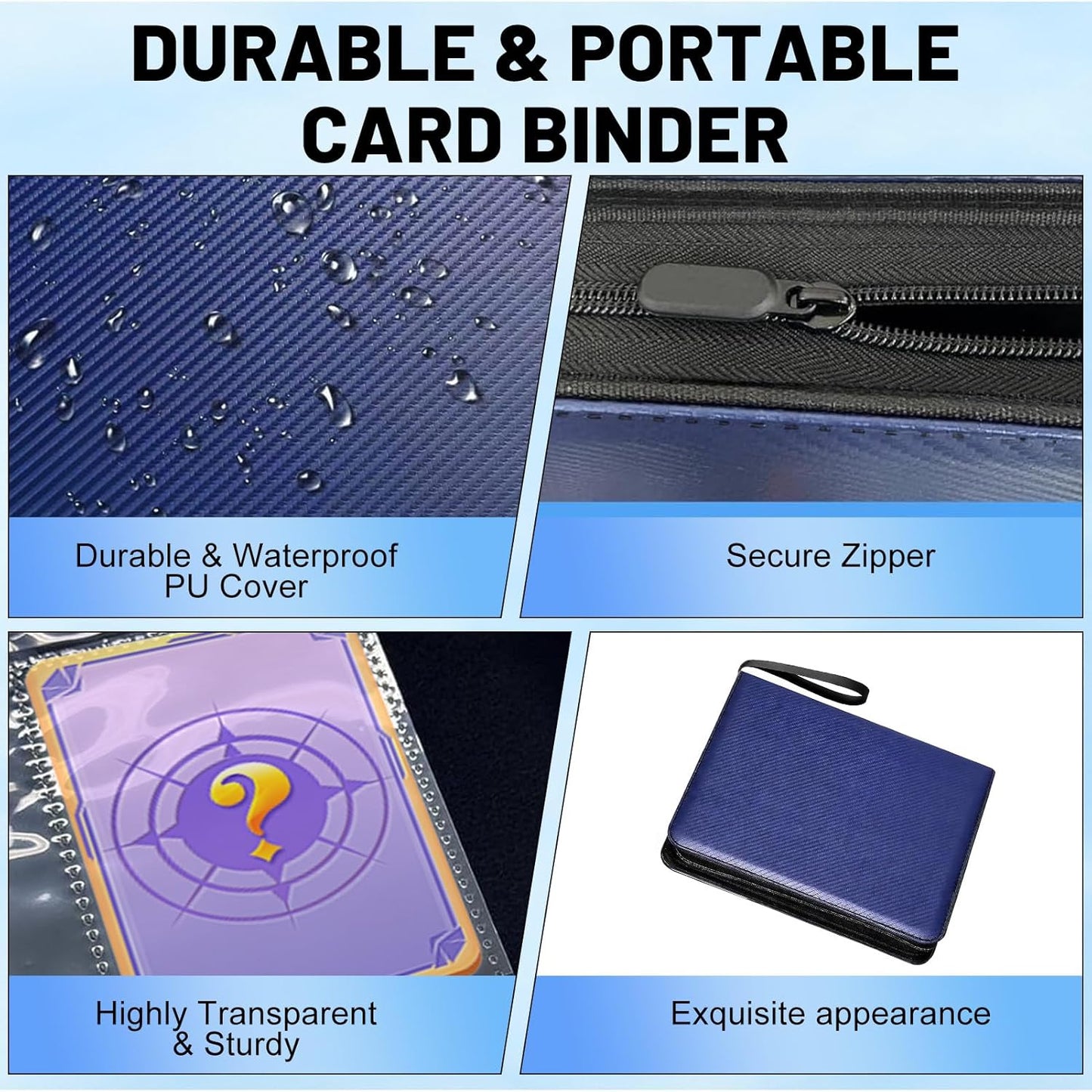 9 Pocket Trading Card Binder - Holds 1080 Cards | Premium Zip Collector Album with 60 Removable Sleeves for MTG, TCG, Baseball & Sports Cards