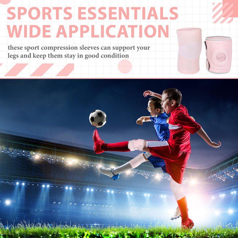 Relaxgiant 2 Pcs Kids Knee Brace, Youth Knee Compression Sleeve for Children Support for Boys Girls Basketball Volleyball Sports Gymnastics(Pink,Medium)