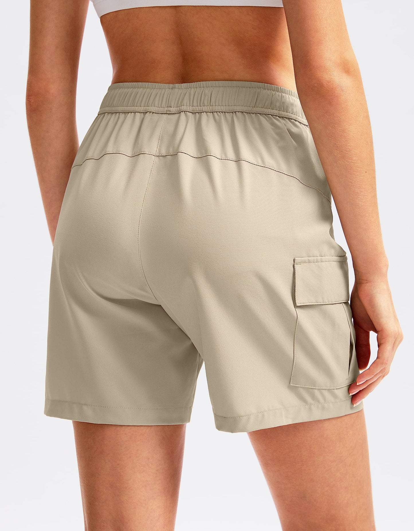 SANTINY Women's 5''/ 7''/9'' Hiking Cargo Shorts Quick Dry Lightweight Summer Shorts for Women Athletic Golf Zipper Pockets(Khaki_XXL)